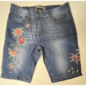 Sandpiper High Rise Jeans Shorts Denim Embroidered Size 8 Waist 30
